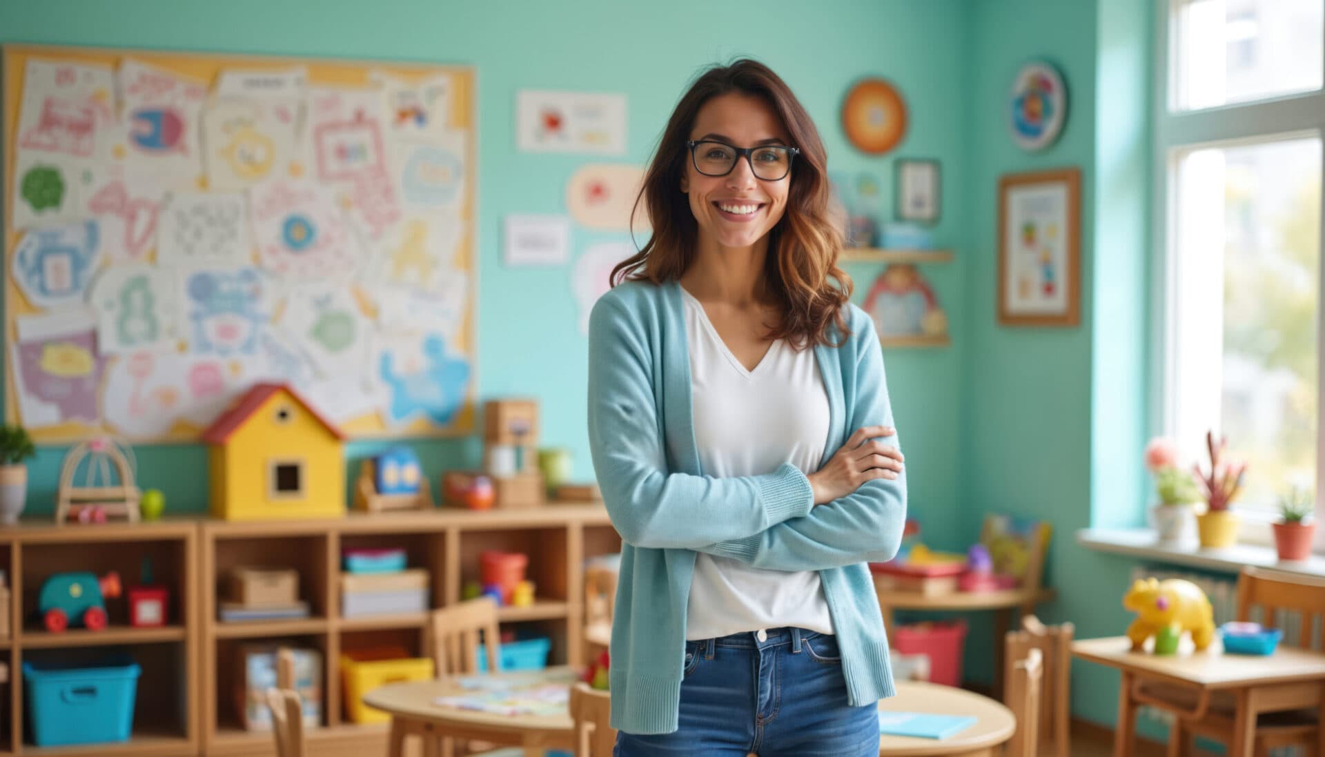 A Kids Cove teacher in her classroom
